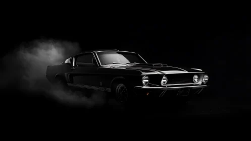Midnight muscle car portrait in cinematic low key lighting.