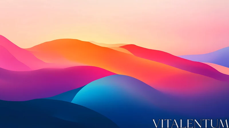Chromatic gradient dunes form layered abstract sunrise landscape
