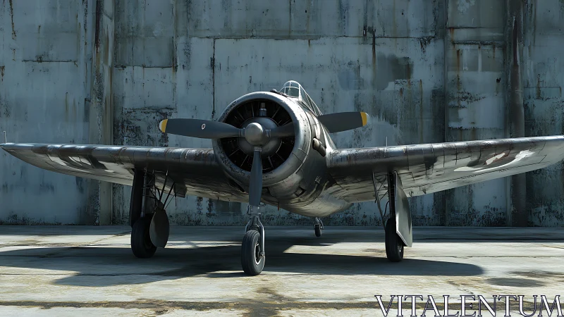 Weathered radial engine fighter rendered in high-detail 3D scene