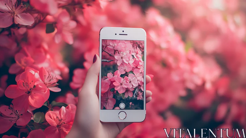 Blossom Screen: Digital Garden Held in Hand.