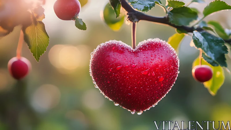 Frost-Kissed Heart-Shaped Berry Glistens in Morning Light