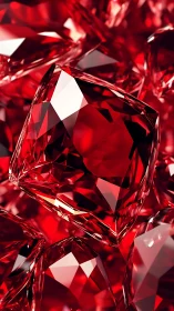 Glimmering red crystals stacked in a sparkling ruby daydream.