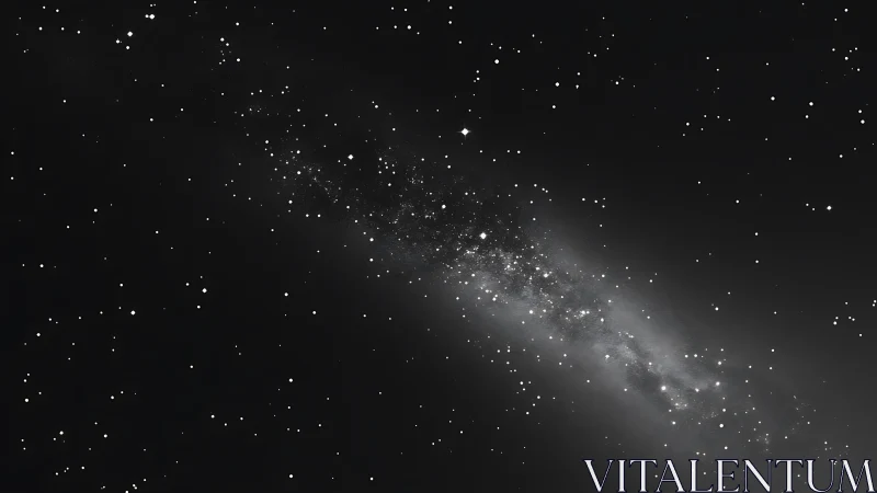 Diagonal starfield nebula in monochrome deep space study.