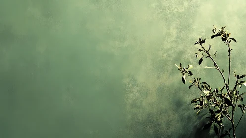 Gentle green wall welcomes a sunlit plant into soft focus