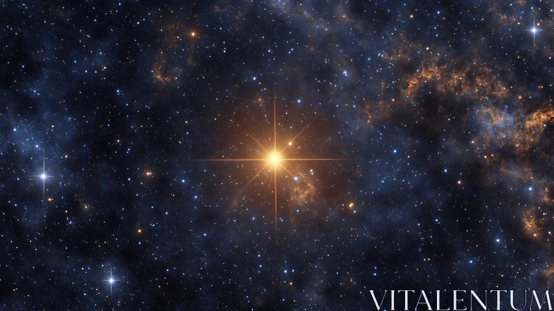 Golden wanderer ignites deep-blue starfields with quiet fire