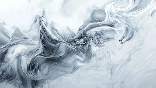 Abstract black and white fluid art with swirling smoke patterns.