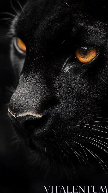 Black Panther Portrait with Golden Eyes: High-Contrast Study.