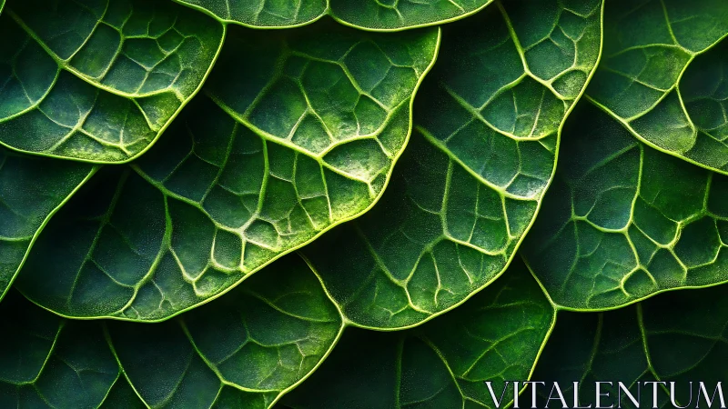 Layered green leaf mosaic with glowing garden veins.