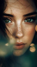 Ultra-close green-eyed portrait with shallow depth of field