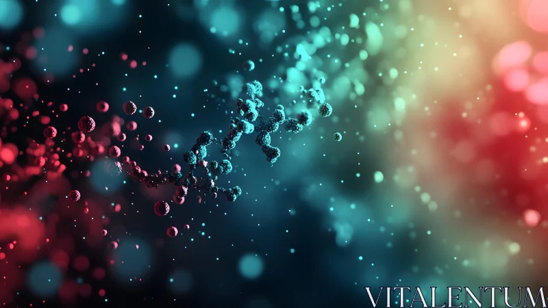 Abstract molecular structure with colorful bokeh lighting effect.