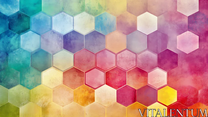 Vibrant hexagon gradient forms textured abstract color field