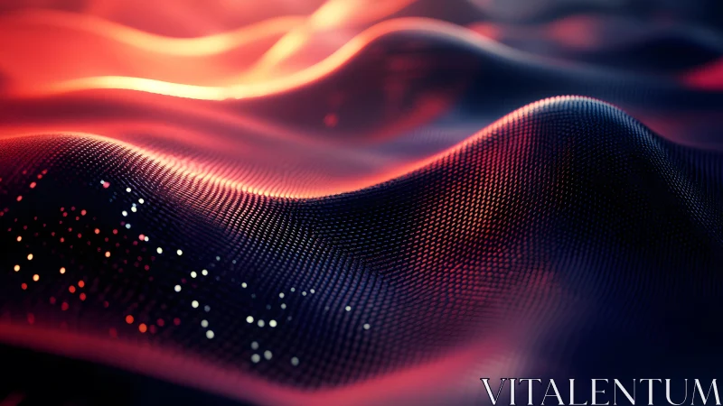 Abstract digital waves with glowing dots in futuristic style.