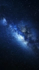 Milky Way core glowing across deep indigo night sky.