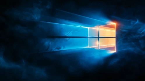 Windows-style light panel divides colored volumetric beams