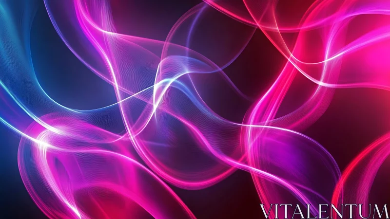 Neon light waveforms on dark gradient background.