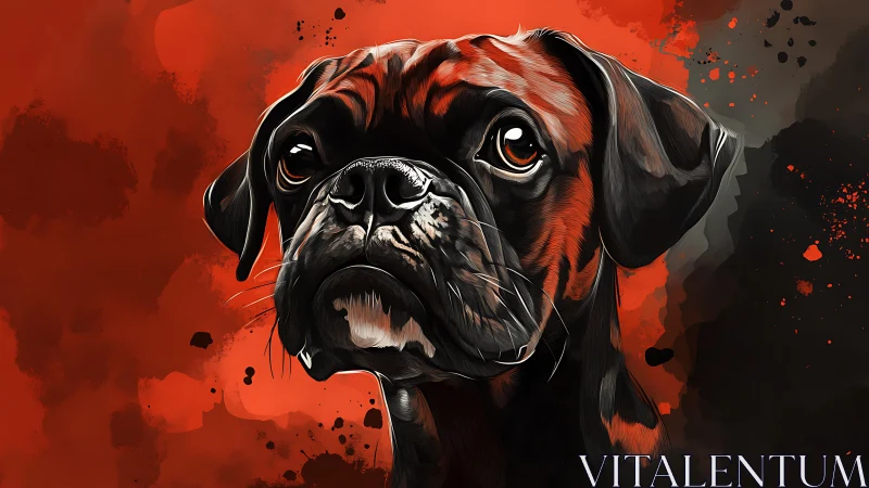 Boxer dog portrait rendered in high contrast digital art