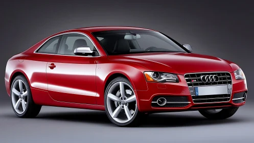Red Audi sports coupe studio view with clean side profile.