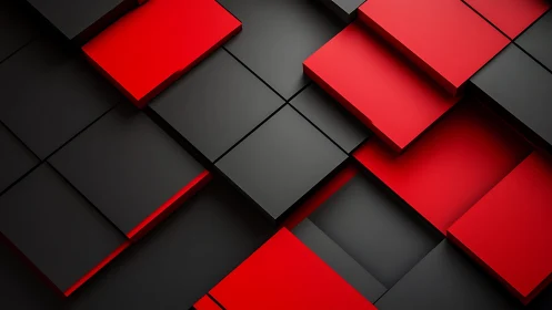 Modern 3D Abstract Red and Black Geometric Cubes Pattern.