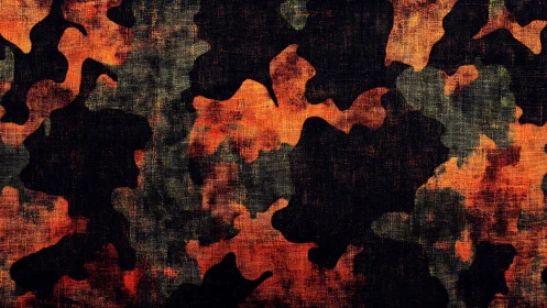 Burnt orange military camouflage with distressed textile texture.
