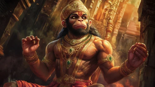 Digital rendering depicts muscular monkey-headed deity figure