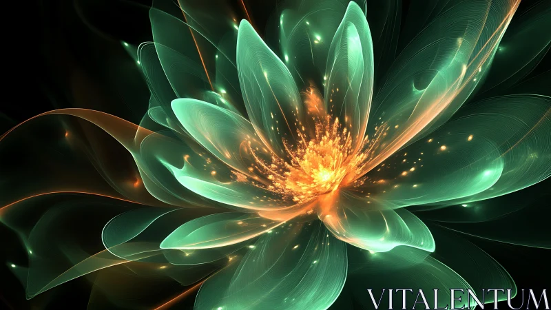 Luminous fractal flower blooms with radiant energy core