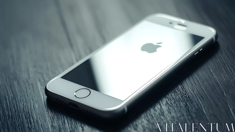 White iPhone 5S with Illuminated Apple Logo on Textured Surface