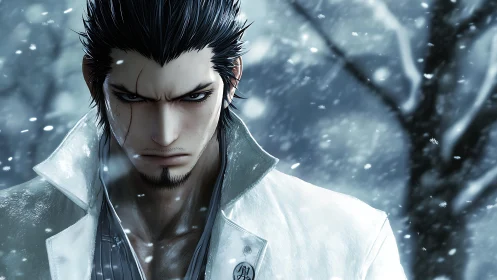 Winter storm carves resolve into the scarred warrior’s gaze