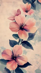 Blossoms in Watercolor: Ethereal Pink Florals with Vintage Charm.