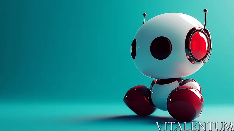 Spherical wheeled robot on teal background in profile.