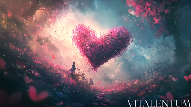 Heart-Shaped Nebula in Mystical Landscape.