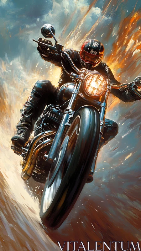 Motorcyclist charges through flames in dynamic speed study.