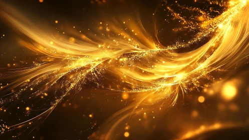 Golden light streams with dynamic glitter particle motion.