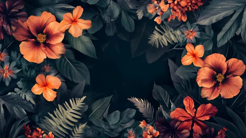 Vibrant Blooms Against Dark Foliage.