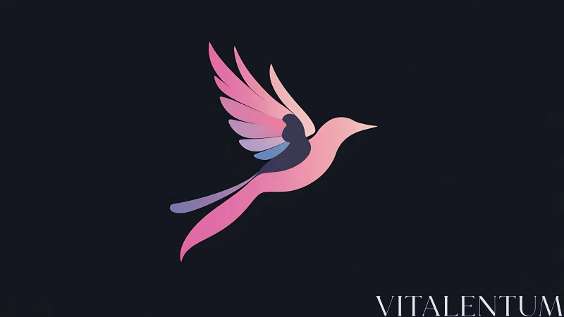 Gradient minimalist hummingbird icon with abstract wing geometry.