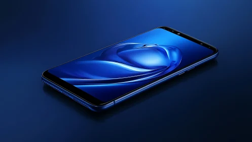 Modern Smartphone with Blue Abstract Display Design.