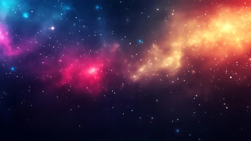 Colorful nebula cloud stretches across star filled space