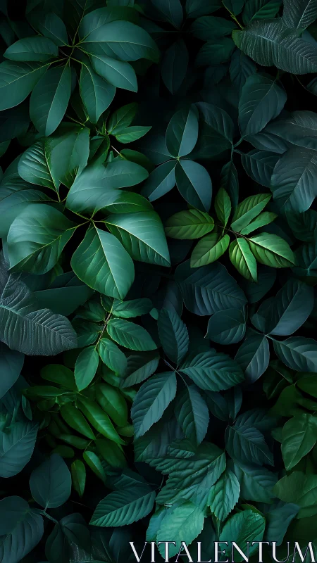 Dense tropical foliage forms layered green leaf tapestry