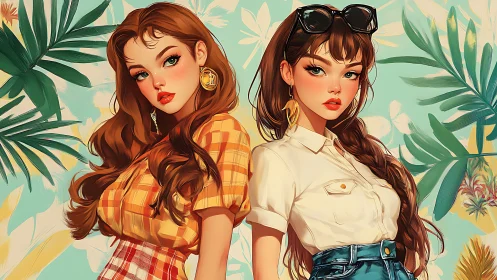 Sunny summer friends glowing in soft tropical colors.