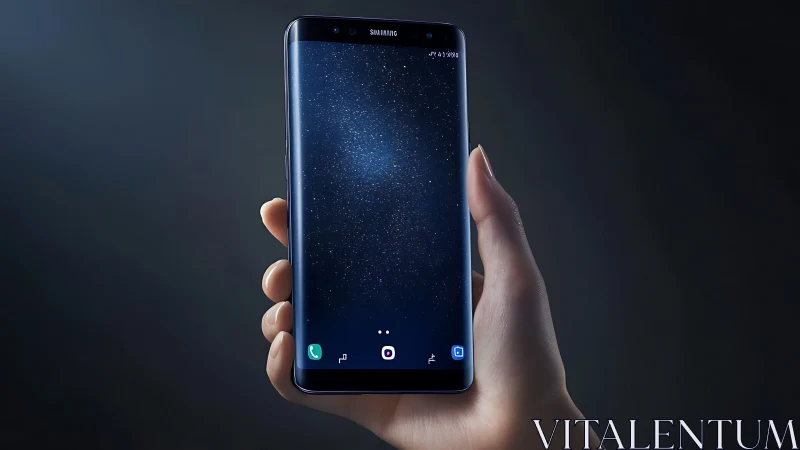 Samsung Galaxy Smartphone with Starry Display Rendering.