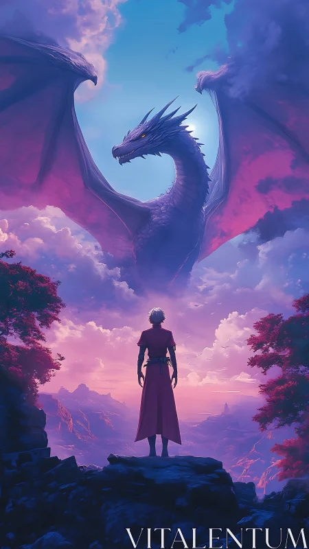 Twilight meeting between lone wanderer and radiant dragon.