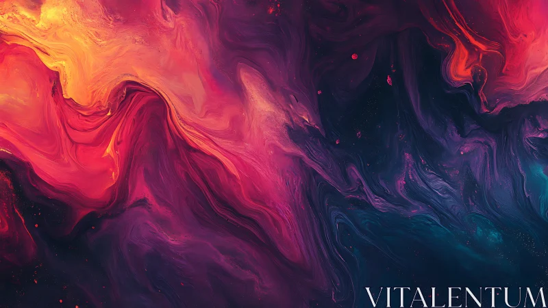 Molten nebula currents in vivid red and indigo flow.