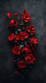Velvet Red Roses on Moody Dark Backdrop. A Romantic Moment.