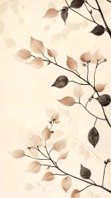 Delicate sepia foliage on cream-toned minimalist backdrop.