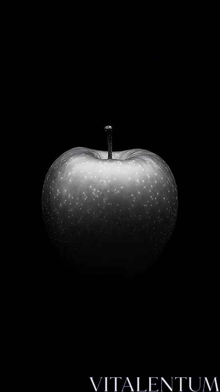 Monochrome apple isolated in dramatic black negative space.