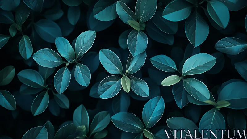 Chromatically cooled leaf array under low-key optical lighting.