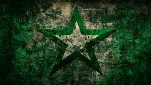 Distressed green star graphic overlays grunge textured background