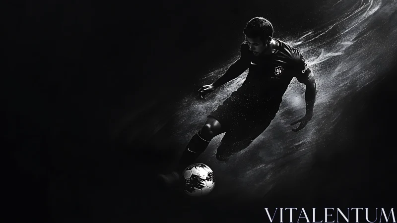 Dynamic low-key football action with directional rim lighting and motion