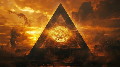 Solar epoch pyramid ignites the gears of a dying sky.