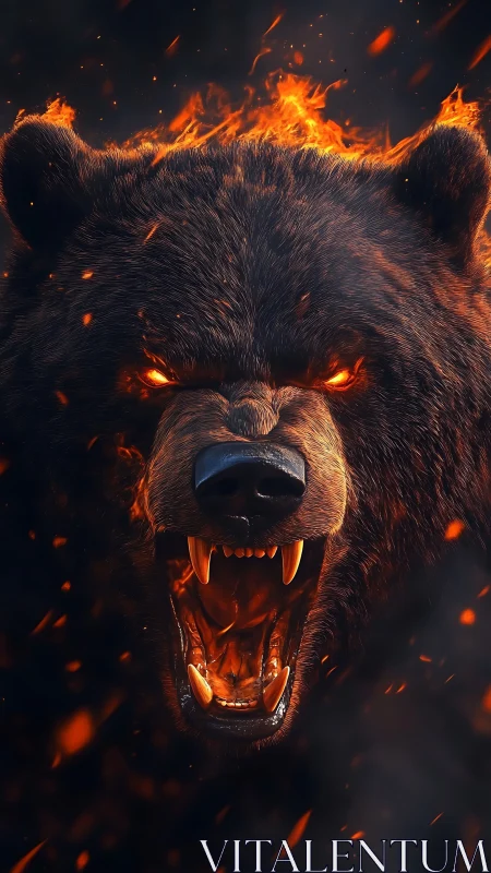 Thermally ignited ursine roar with volumetric ember lighting.
