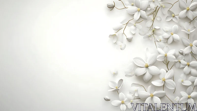 White flowers with golden centers arranged on soft background.